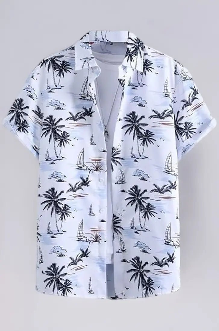 Le Pery Men's Cotton Blend Printed Stitched Half Sleeve Regular Fit Shirt - FlareBattles